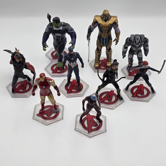 Marvel Endgame Cake Topper Disney Marvel Lot Of 9 Hulk, Thanos, Ironman, Captain - Picture 1 of 10